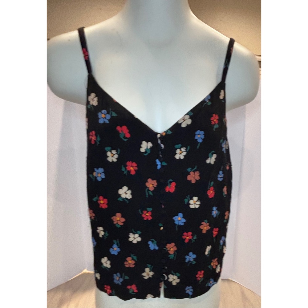 Madewell Womens Black Floral Button Front Camisole Top K2973 Size 4 Cottagecore